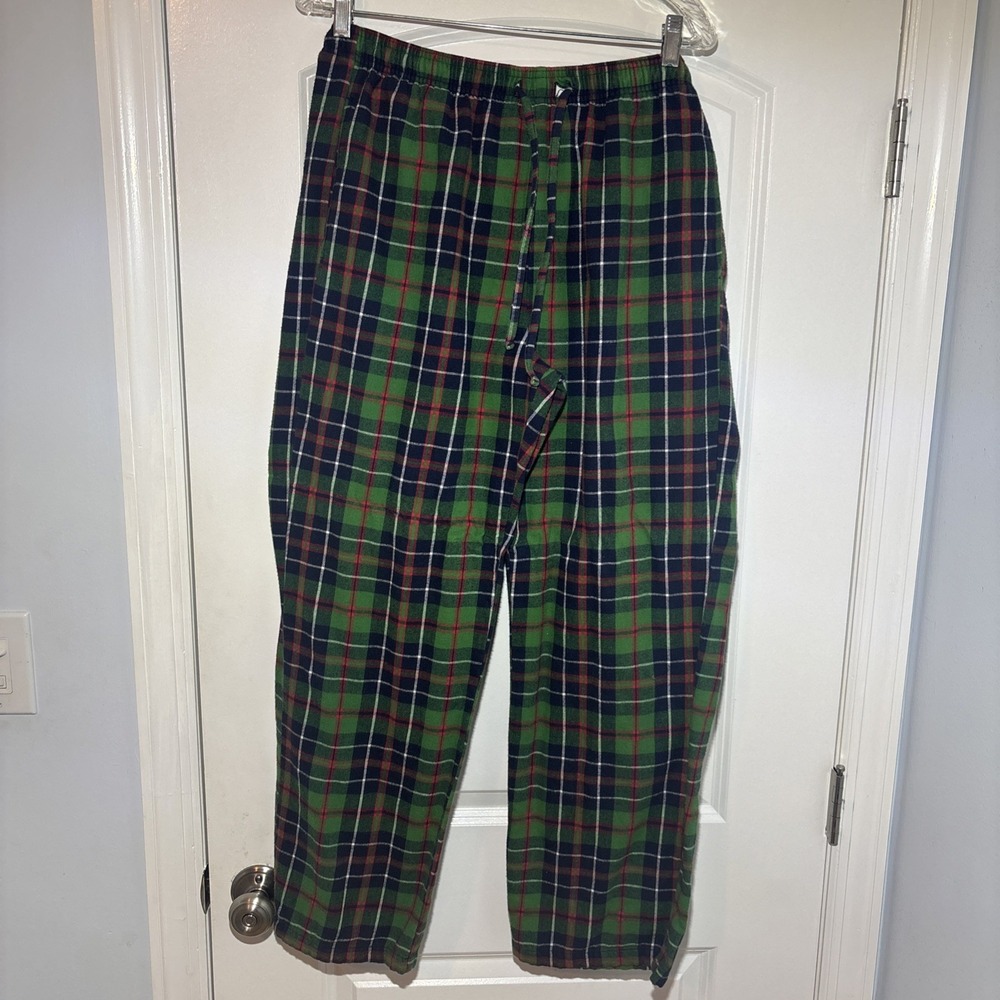 Vintage LL Bean Mens Large Plaid Flannel Belted Robe Pocket & Pants Combo Read - Picture 5 of 7
